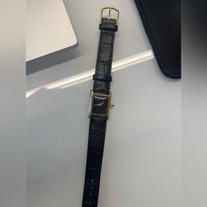 Refurbished Cartier Electroplated 18k Gold Tank, Croc strap included. 1980s